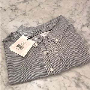 Onia Josh Pull Over Shirt micro stripe NWT size M